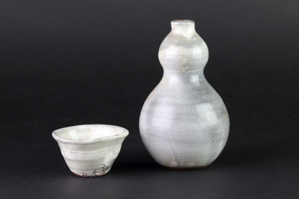 Sake-Set Kohiki Kratsu Yaki Hyoutan-Keramik